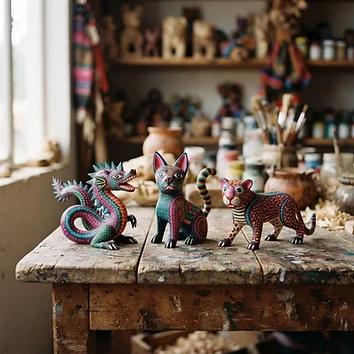 Alebrije de copal tallado y pintado a mano