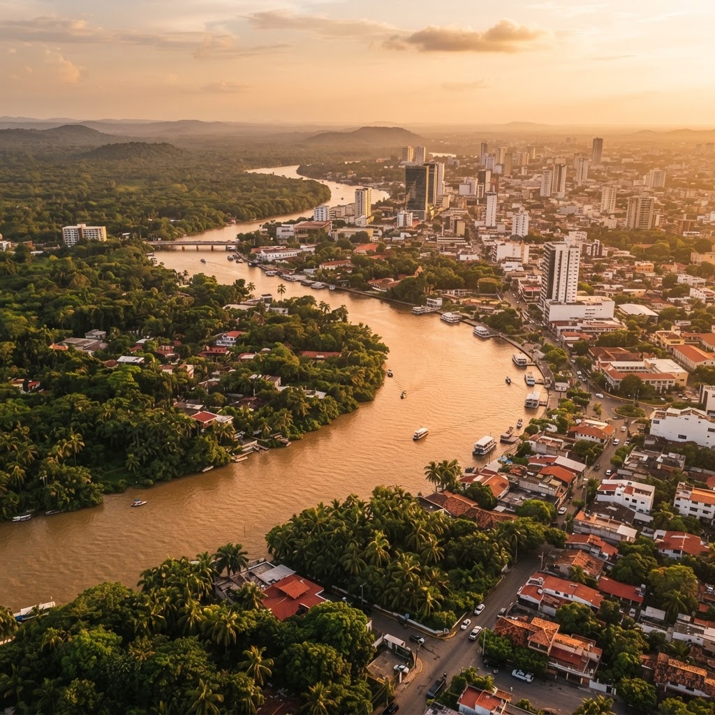 Villahermosa desde el aire: el Grijalva y la selva