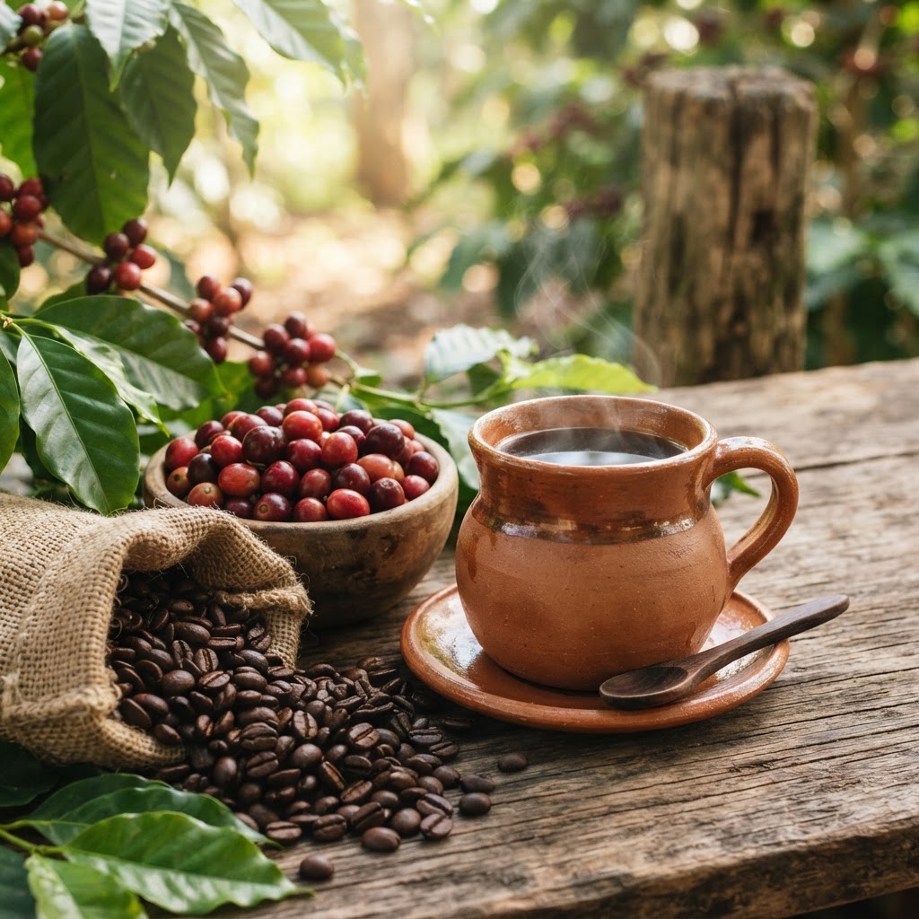 Café de la región de Orizaba fotografiado para publicarse con inteligencia artificial
