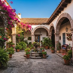Casona colonial con arcadas en el centro de Tlaxcala