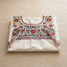 Blusa bordada tlaxcalteca a mano