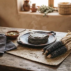 Tortillas y masa de maíz azul — Ixtenco