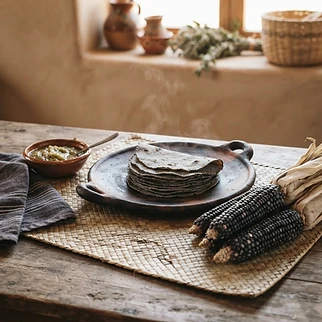 Tortillas y masa de maíz azul — Ixtenco