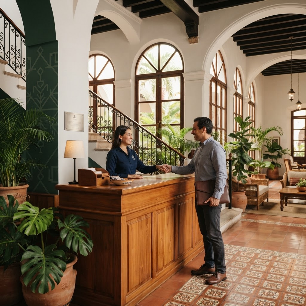 Recepción de las oficinas de CANACO SERVYTUR Mérida
