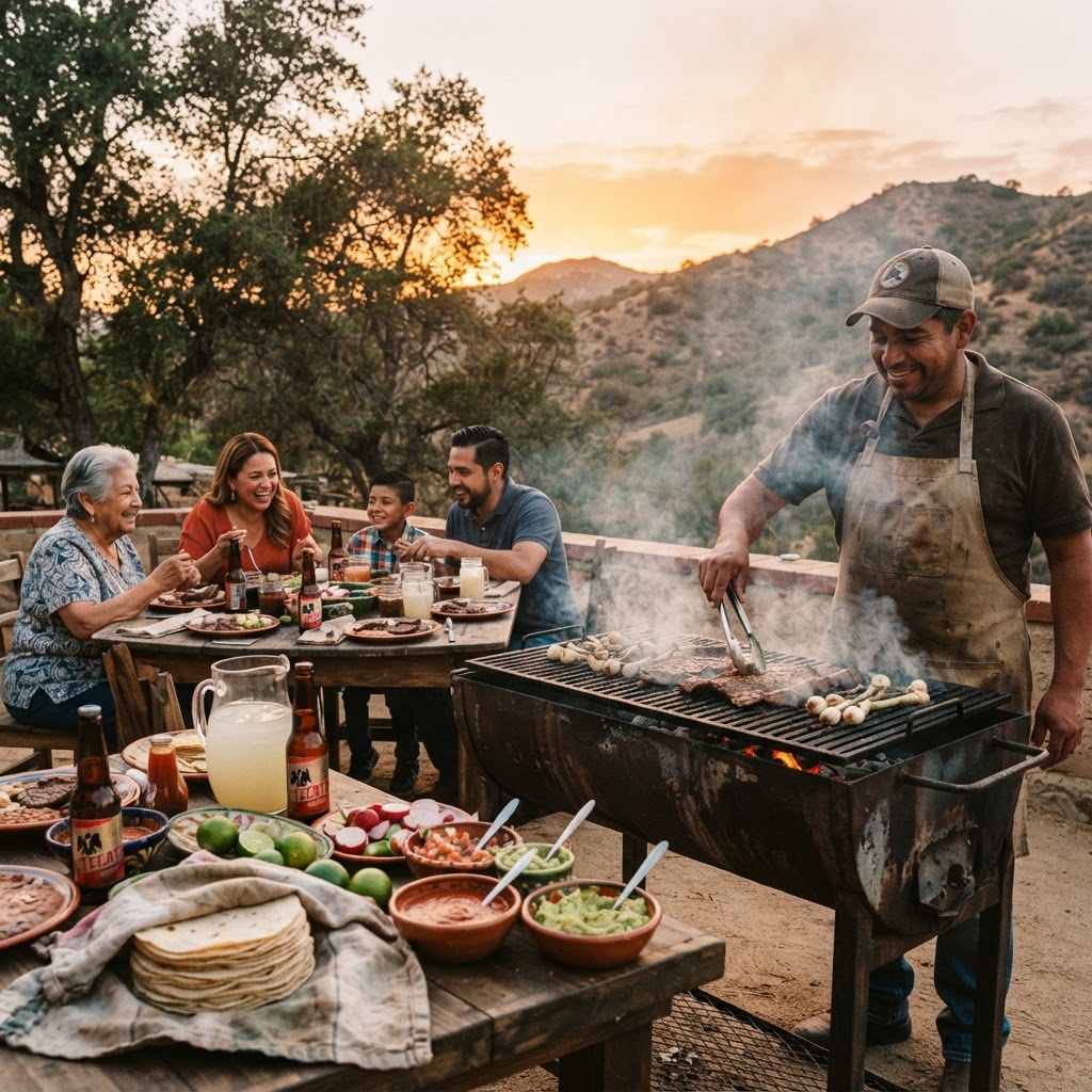 Carne asada entre encinos — Sierra de Tecate