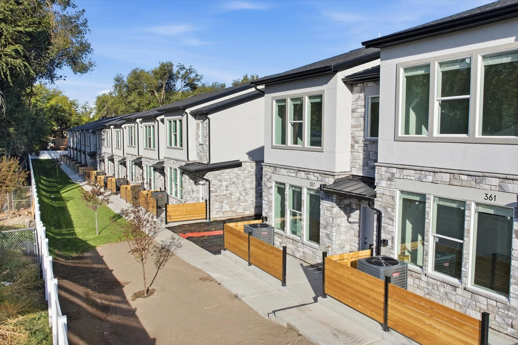 Ogden Towns · Townhome fronts and private patio fences