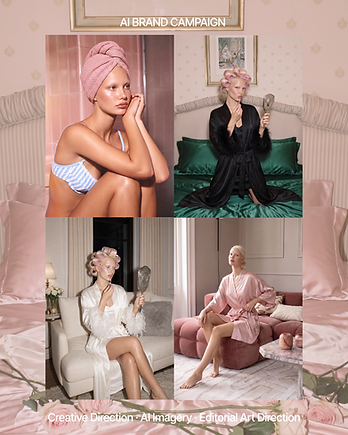 AI brand campaign — editorial collage of campaign imagery