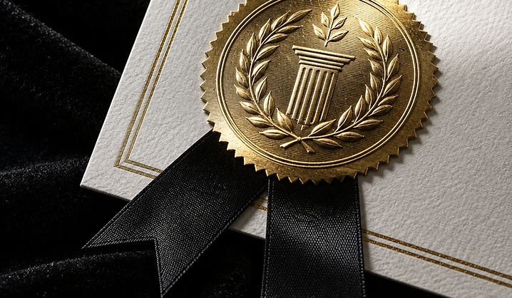 Institute accreditation seal on certification