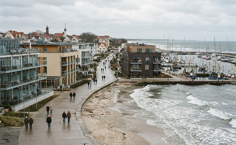 Hotel- und Wohngebäude mit Glasfassaden an der Strandpromenade von Laboe