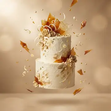 עוגת חגיגה בזהב וקרמל