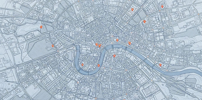 Blueprint style city map