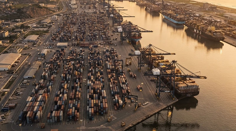 Deep-water port with automated cranes