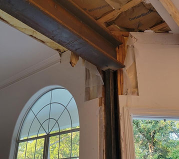 Structural steel beam in a home remodel