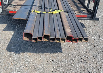 Steel tubing loaded on a flatbed trailer