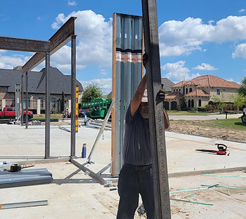 Square steel tube column ready to set