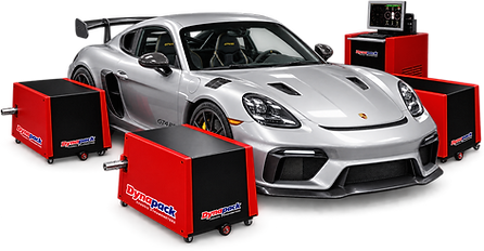 A Porsche tested on a Dynapack chassis dynamometer