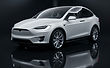 Illustrative render of a white electric crossover SUV in a dark studio