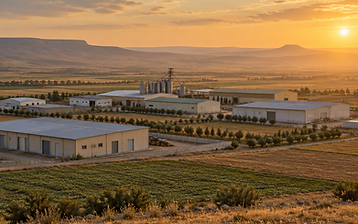 Rural industrial zone landscape on the Algerian high plateau