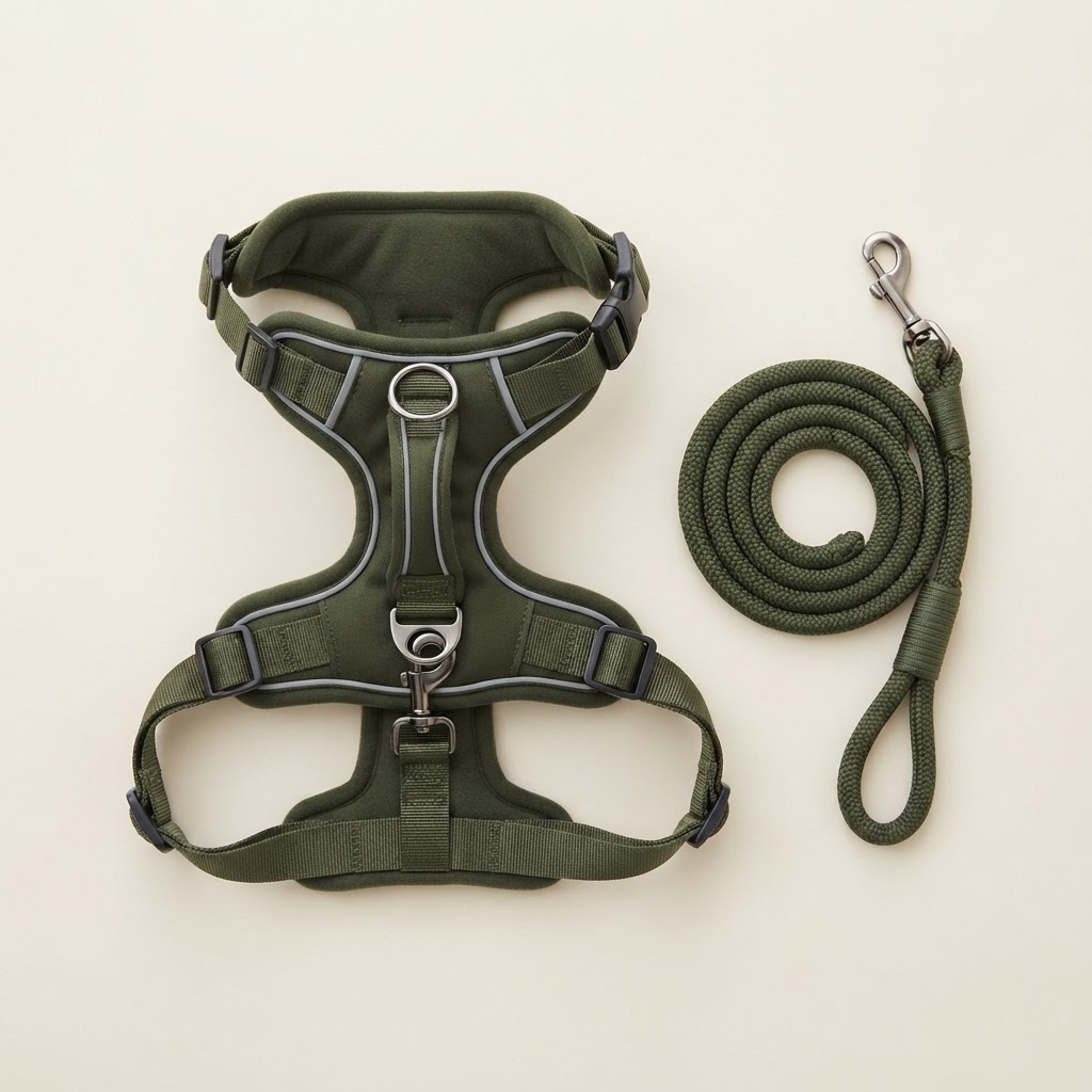 The No-Pull Harness Set in Olive
