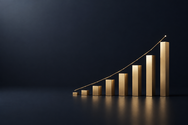 Abstract visualisation of ascending commercial performance