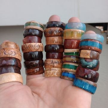 A stack of about twenty, straight off the mandrel — wood, resin and everything between.