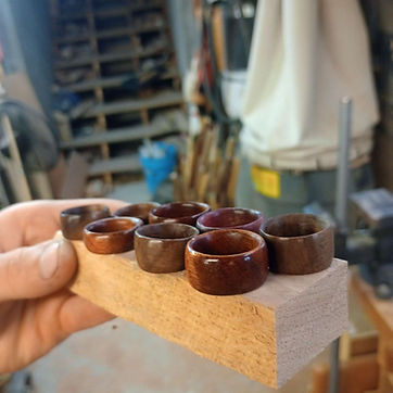 Blanks off the lathe, waiting on the block.