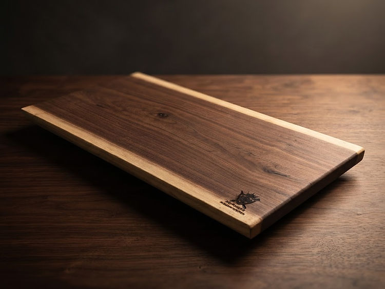 A live edge board off the bench, the pale sapwood left along the edge.