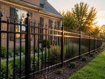 Aluminum fence at golden hour