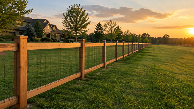 A fence line running along a property boundary