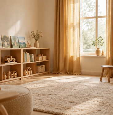 A calm, light-filled future nursery room