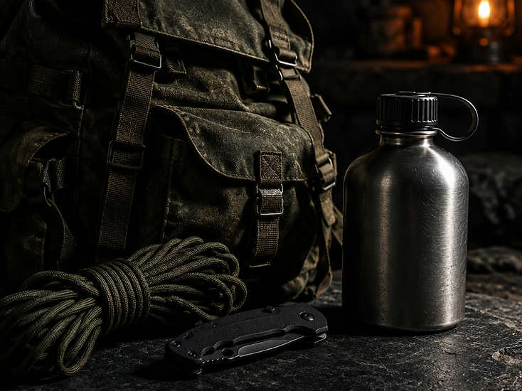 Preparedness gear laid out for a field test