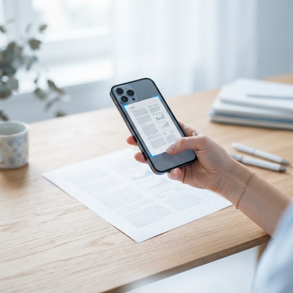 Phone scanning a paper document