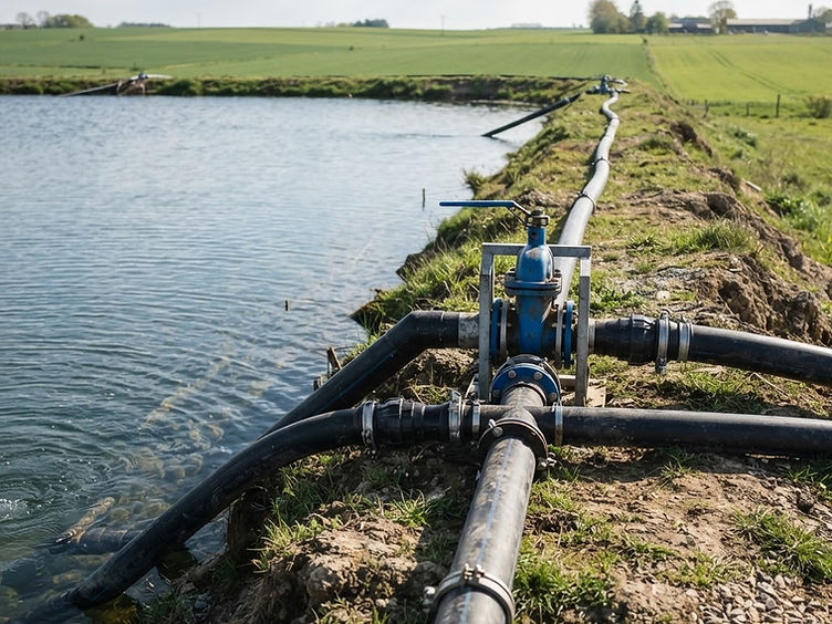 HDPE pipeline installation at an aquaculture farm