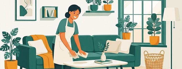 Ilustrasi rumah tangga yang rapi dan terkelola