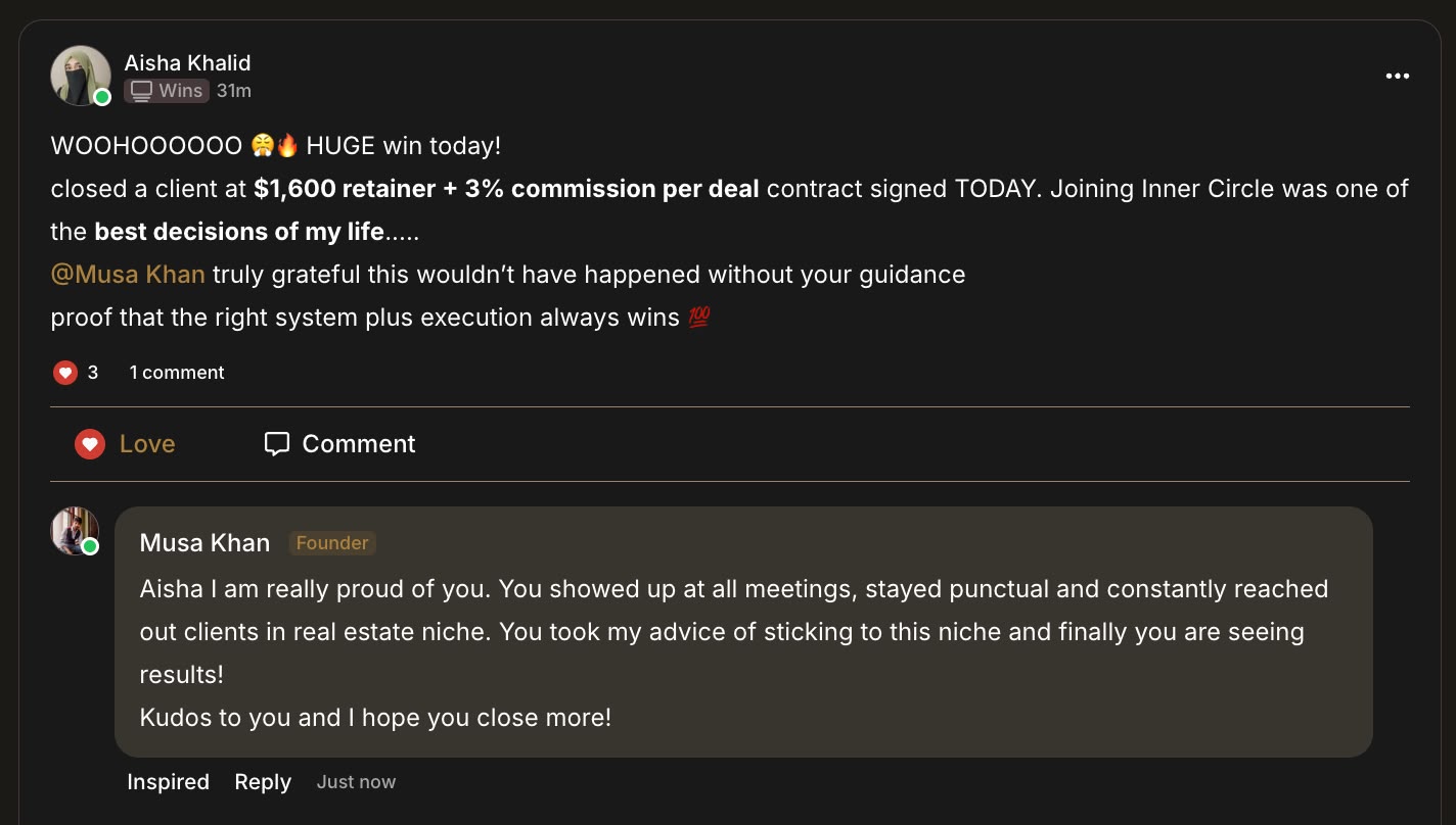Aisha Khalid — $1,600 retainer contract signed