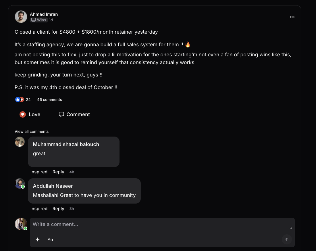 Ahmad Imran — $4,800 closed plus $1,800 a month retainer