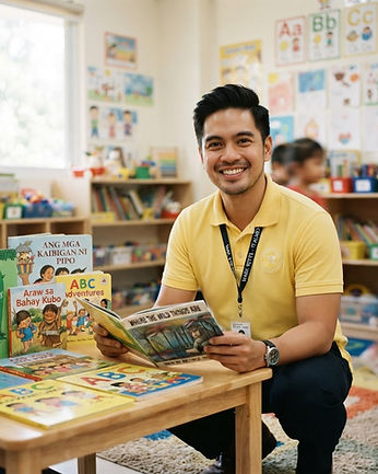 Portrait of Teacher Marco with storybooks