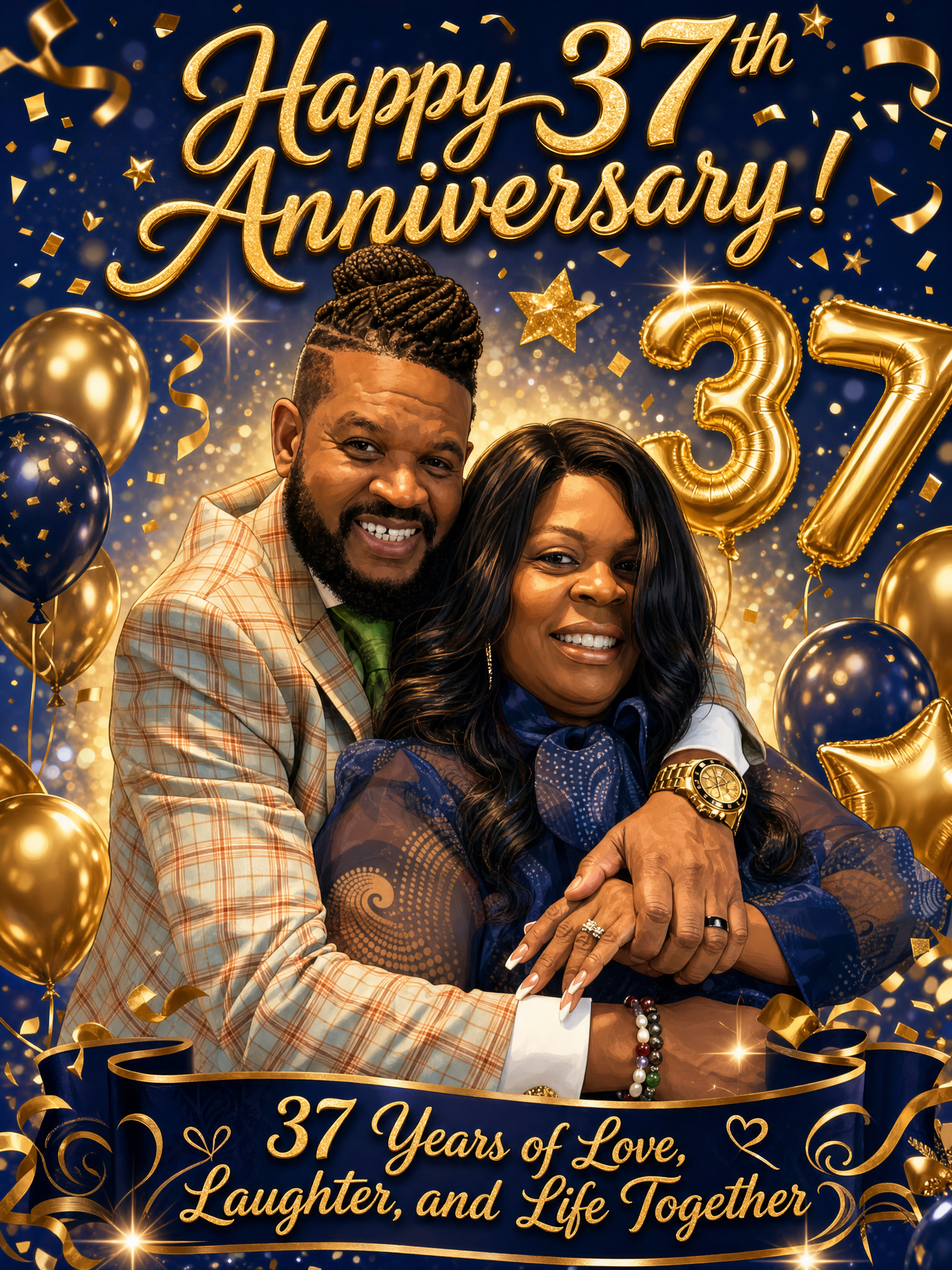 Happy 37th Anniversary card for Apostle and Prophetess Brown