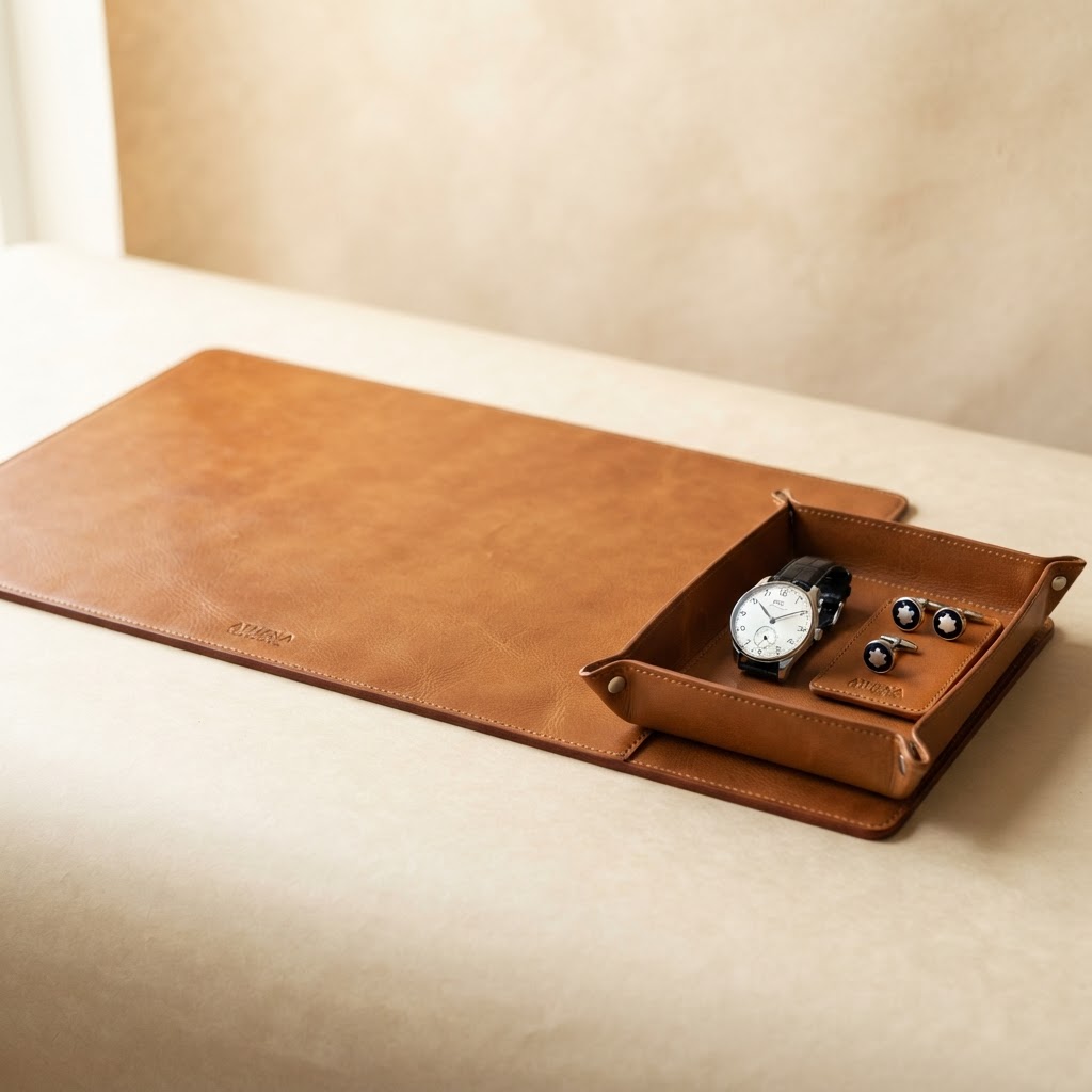 Leather Desk Valet Tray — Oxblood