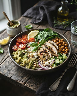Pesto Chicken Quinoa Bowls