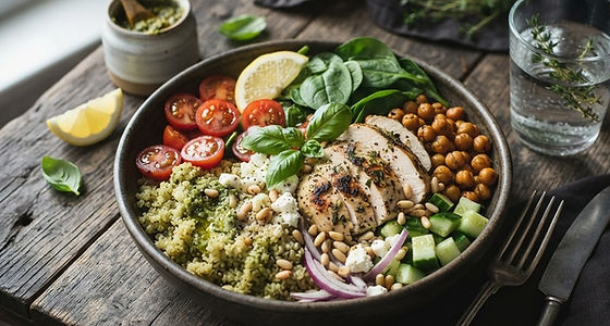 Pesto Chicken Quinoa Bowls