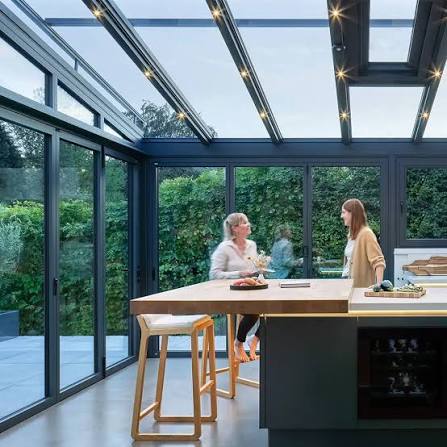 Wintergarden kitchen under a glass roof