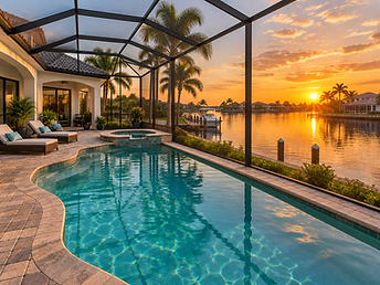9271 Westshore Dr, Weeki Wachee, FL 34613 — Caged pool overlooking a wide canal