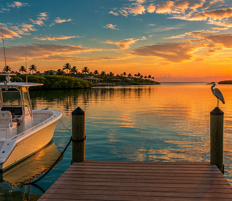 Gulf-coast water at golden hour