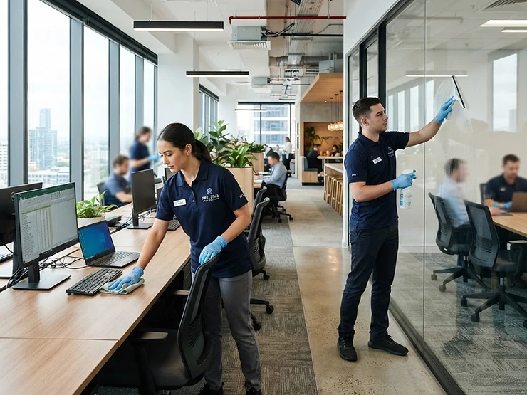 MoodyClean office cleaning team at work