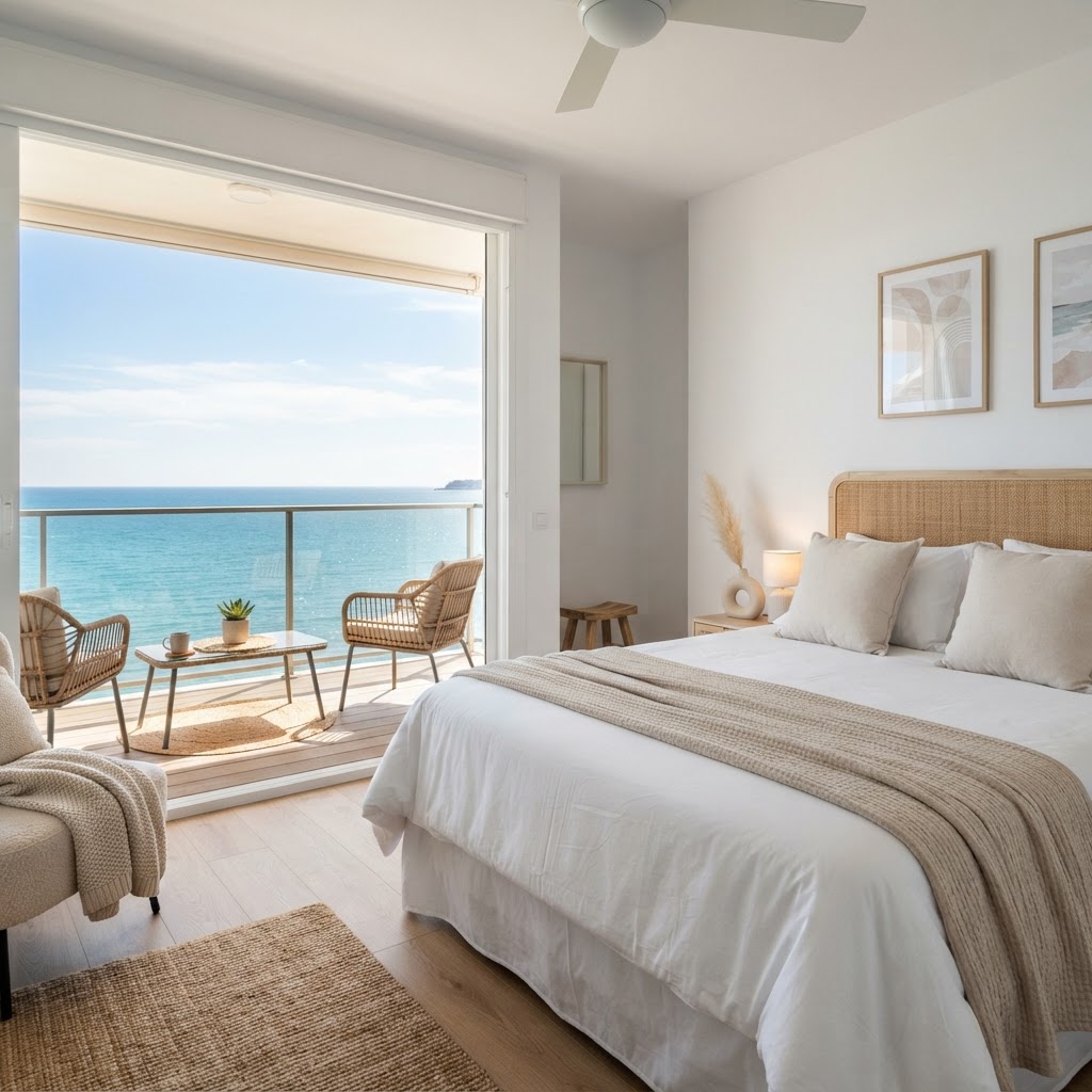 Bright holiday rental apartment with sea-view balcony