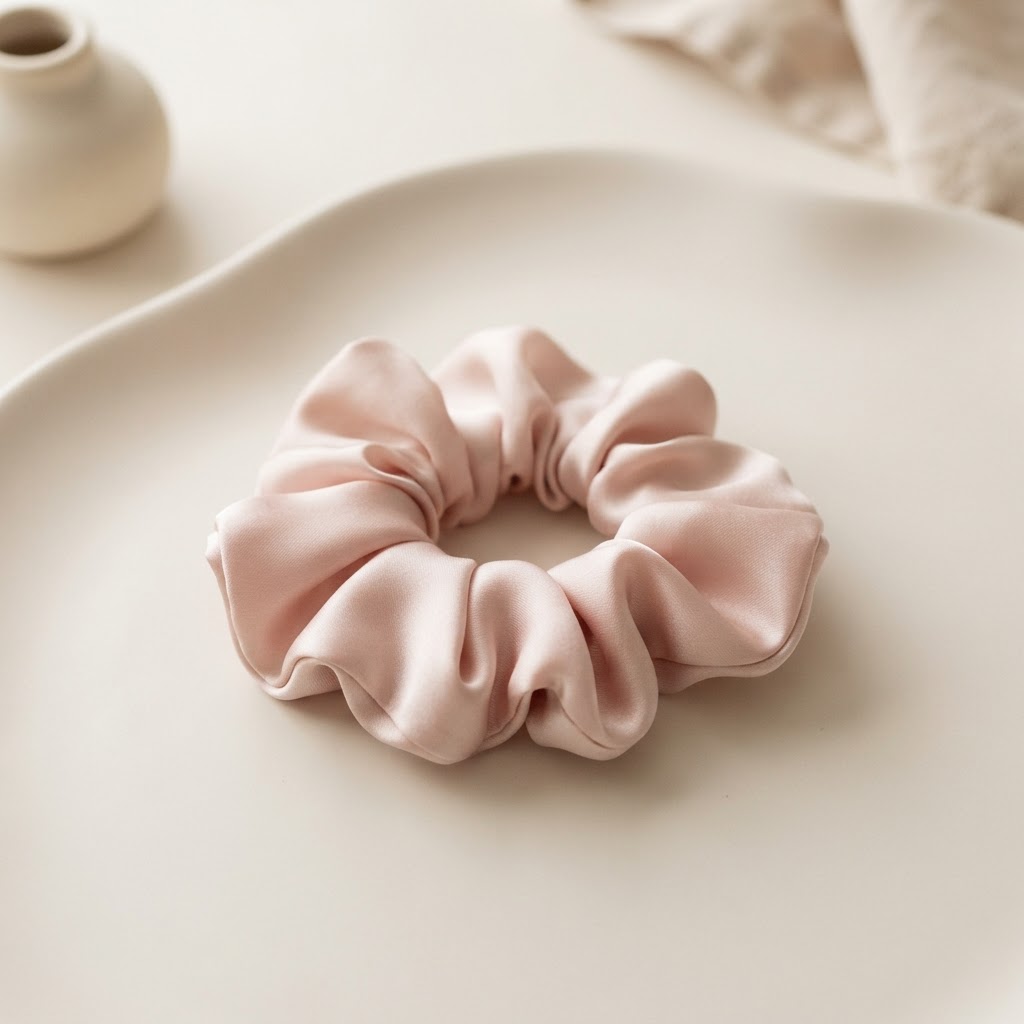 Petal Silk Scrunchie in Blush Silk