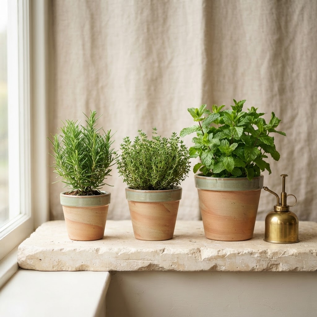 The Herb Pot Trio in Terracotta