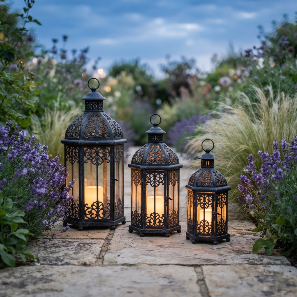 The Solar Lantern Set in Black Iron