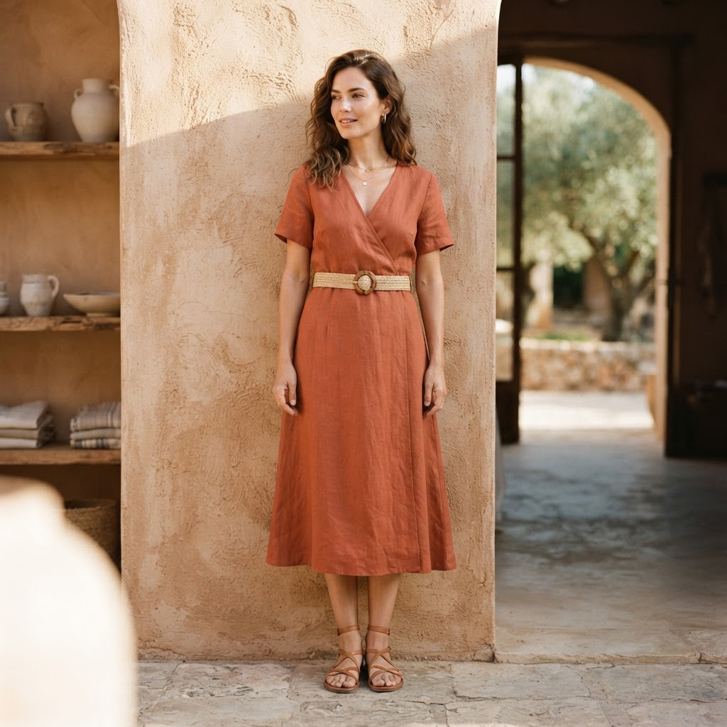 Isadora Wrap Dress in Terracotta
